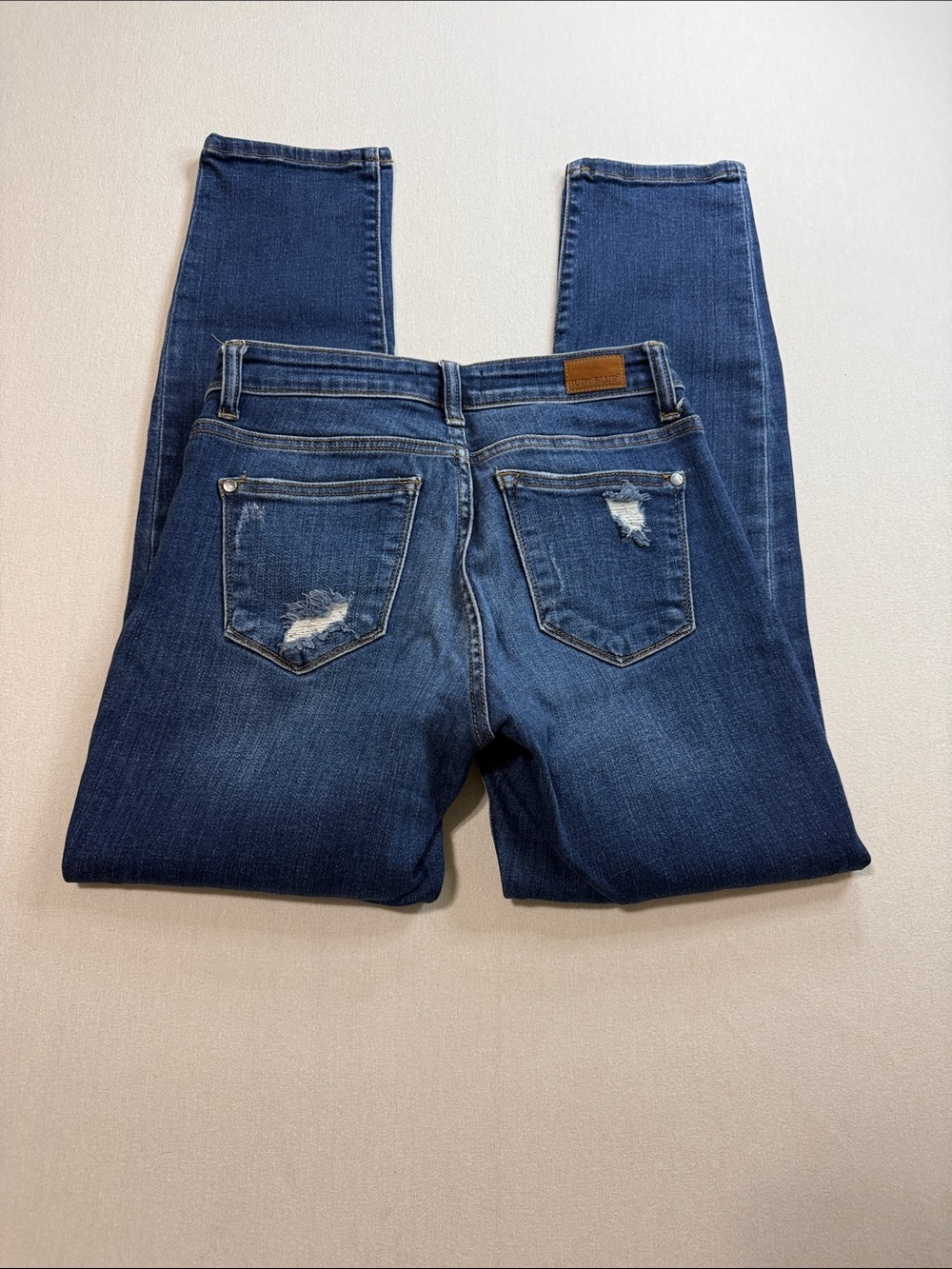 Judy Blue Dark Blue Skinny Jeans with Back Pocket Distress